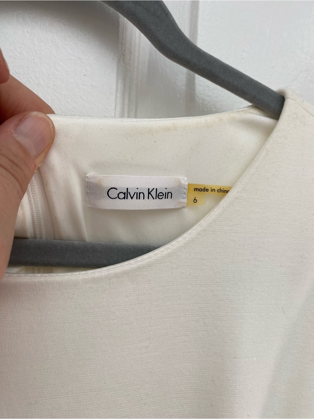 Calvin Klein White Fit & Flare Dress w Black Stripes on Pleated Skirt - size 6 - Picture 3 of 7